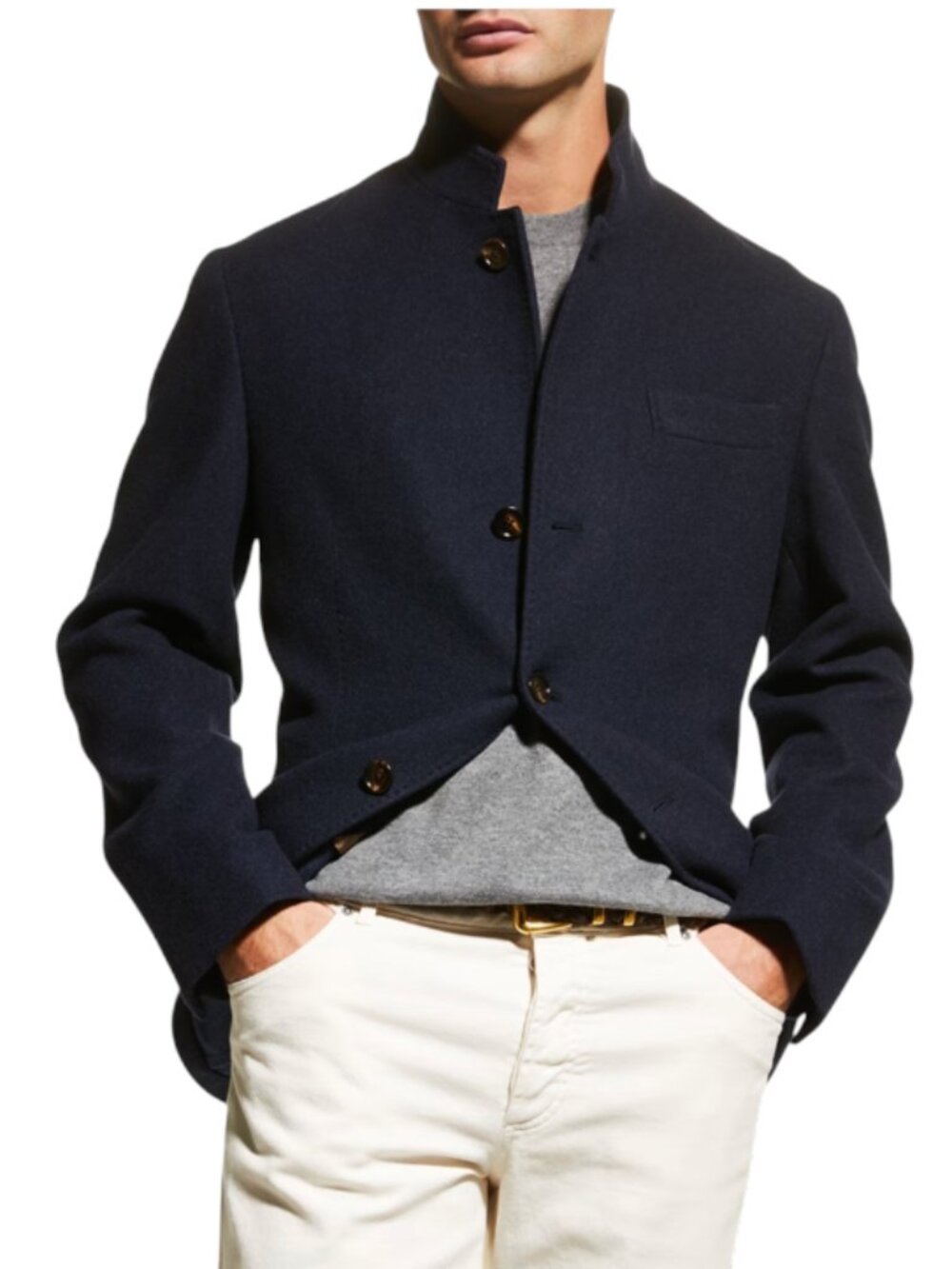 NWT Brunello Cucinelli Cashmere Blazer Coat Jacket Mens Large Navy Blue NEW